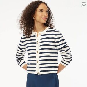 J. Crew Navy and Cream Striped Cardigan
